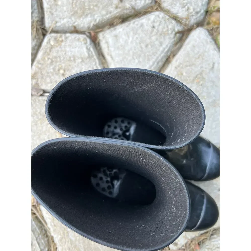 Ugg Raana Rain Boots 4 Girls Black Pull On Glossy Waterproof Puddle Jump